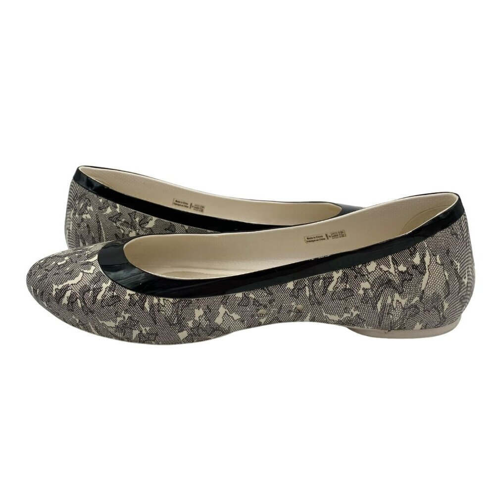 Crocs Lina Ballet Flats Oyster White/Black Print Slip On Women's Size 9 - Picture 8 of 12